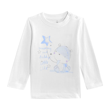 Mothercare Boys Cuddle Me Printed Full Sleeve TShirt  Soft Cotton Baby Infant Tee Top, White
