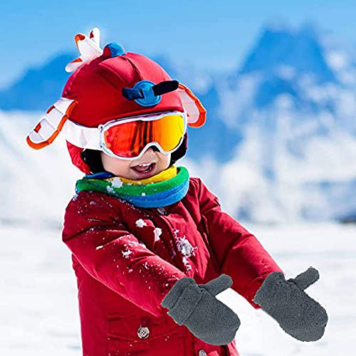 Baby Toddler Mittens Boys Girls Winter Outdoor Gloves Kids Easy-On Fleece Warm Mittens Black Blue Navy 3 Pairs M(1-2 Years)