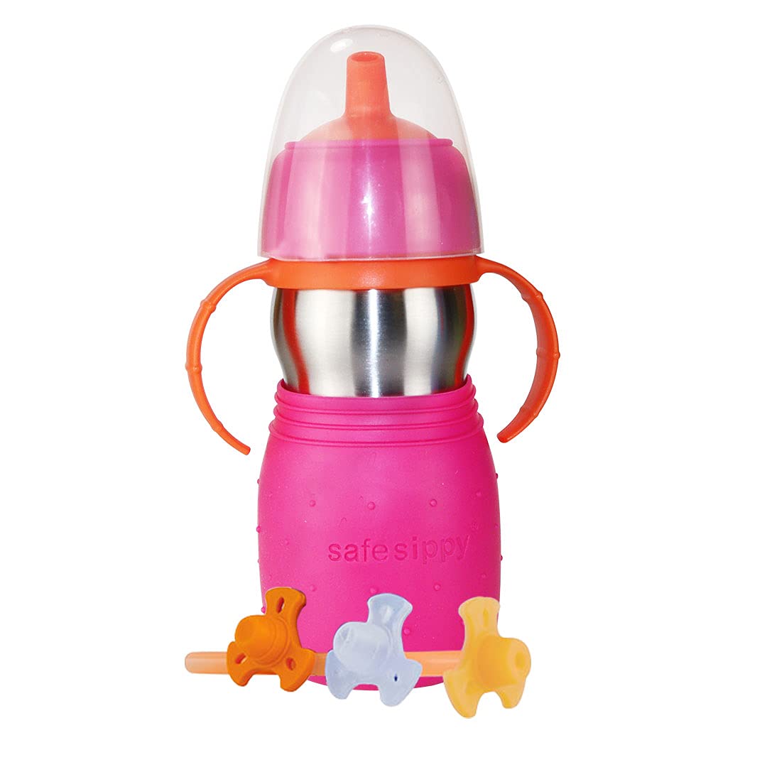 Kid Basix Safe Sippy 2 | Stainless Steel Cup For Babies/Toddlers | Convertible Sippy Or Straw | Dishwasher Safe | 11 Oz. | Bpa F