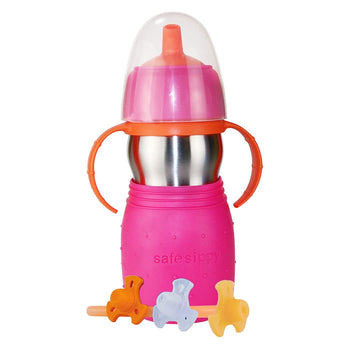 Kid Basix Safe Sippy 2 | Stainless Steel Cup For Babies/Toddlers | Convertible Sippy Or Straw | Dishwasher Safe | 11 Oz. | Bpa F