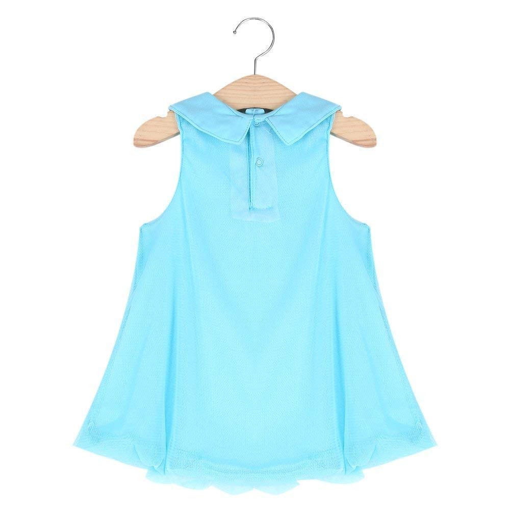 Wzsygdtc 0-24 Months Baby Party Dress Infant Girls One-Piece Romper Jumpsuit (Blue, 9-12 Months)