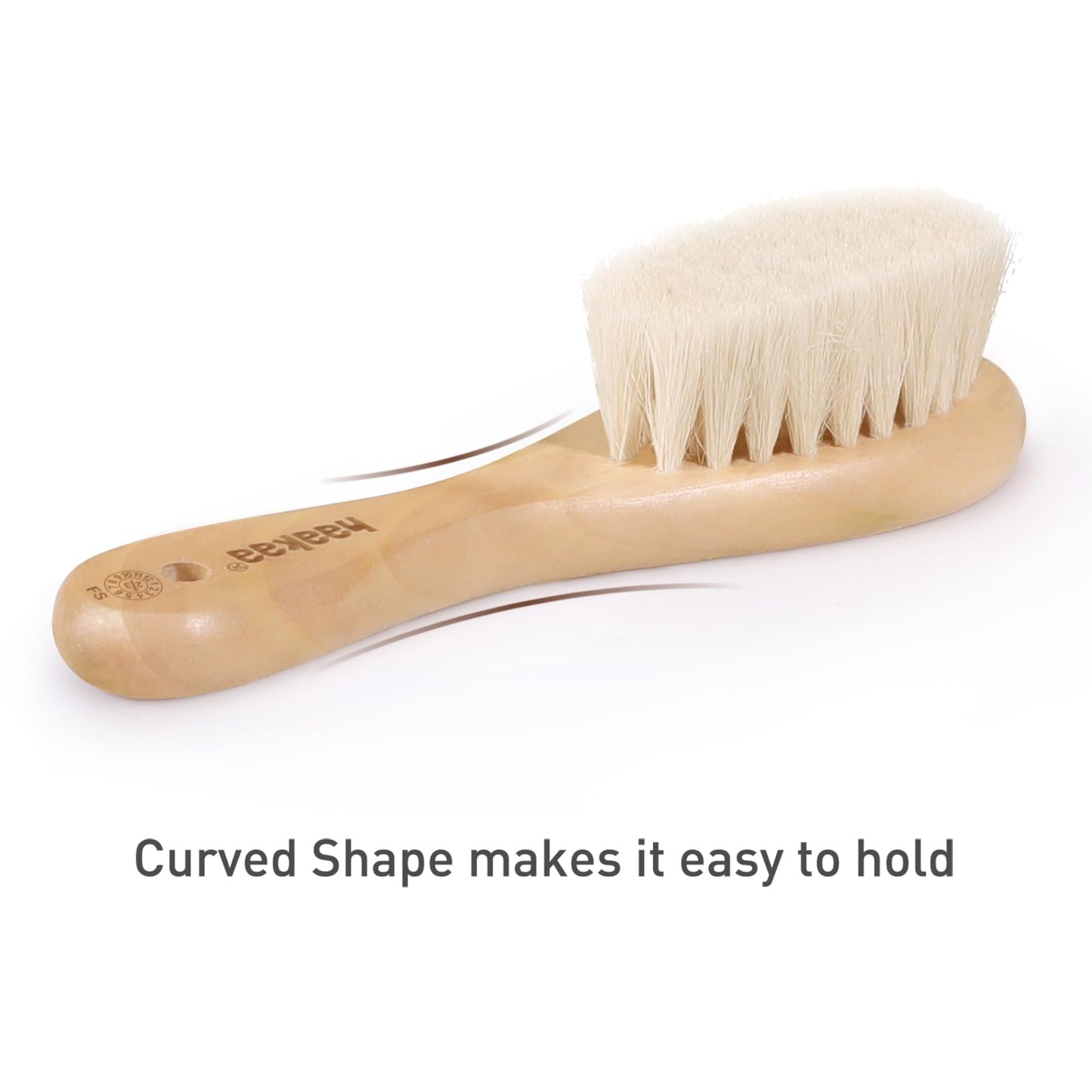 Haakaa Wooden Baby Hair Brush For Newborns And Toddlers Baby Brush Natural Soft Goat Bristles Hairbrush, Ideal For Cradle Cap, P