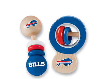 BabyFanatic Wood Rattle 2 Pack - NFL Buffalo Bills - Officially Licensed Baby Toy Set