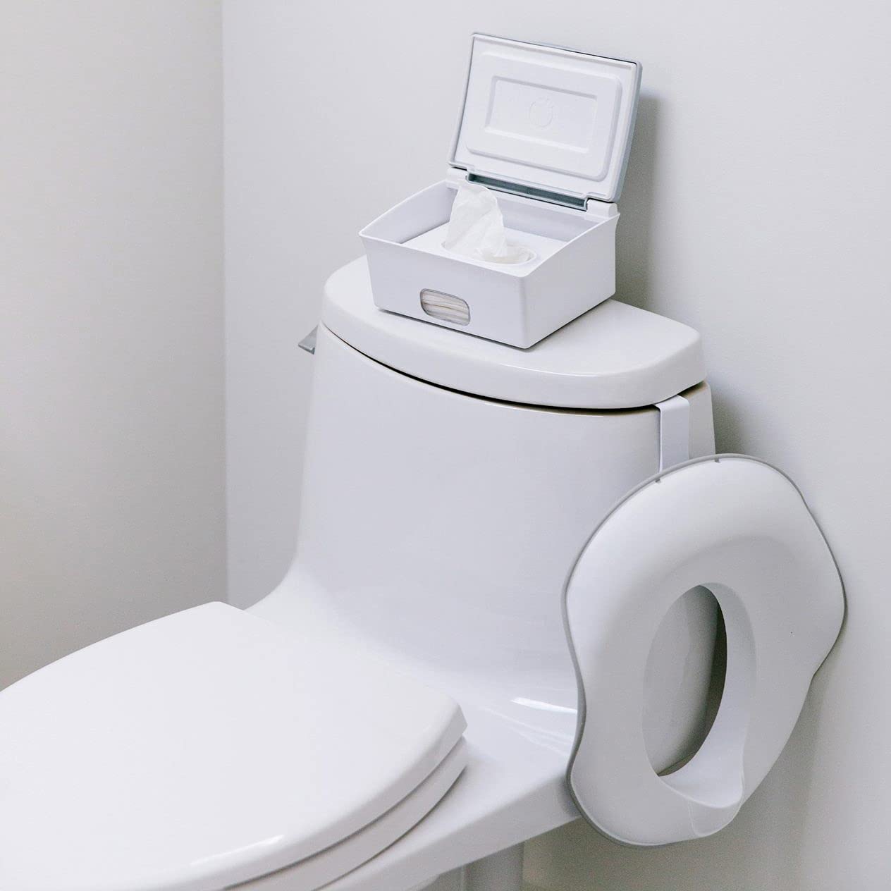 Ubbi Baby Flushable Wipes Dispenser With Weighted Plate And Secure Seal, Nursery And Baby Registry Essential, Gray