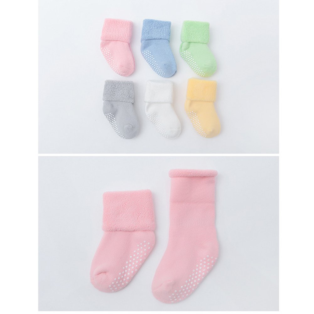 Vwu Baby Toddler Kids Ankle Crew Socks With Grips Unisex Warm Thick Cotton Winter Socks 4-6T 6 Color