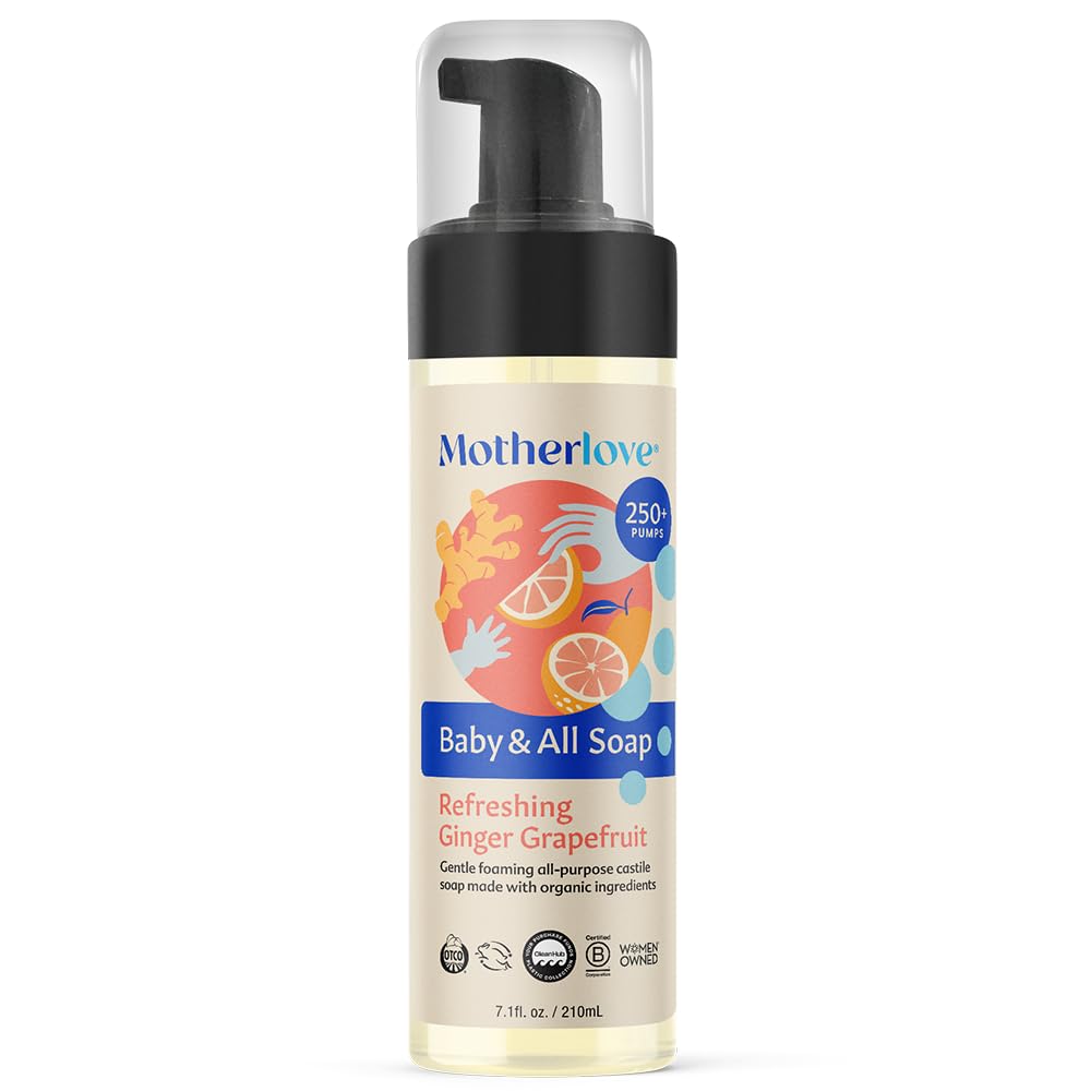 Motherlove Baby & All Soap (7.1 Oz) Gentle Foaming All-Purpose Castile Soap Made With Organic Ingredients - Refreshing Ginger Gr