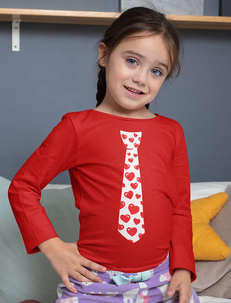 Red Hearts Tie Girls Boys Valentines Day Shirt Gamer Shirt Toddler Kids T-Shirt 3T Red