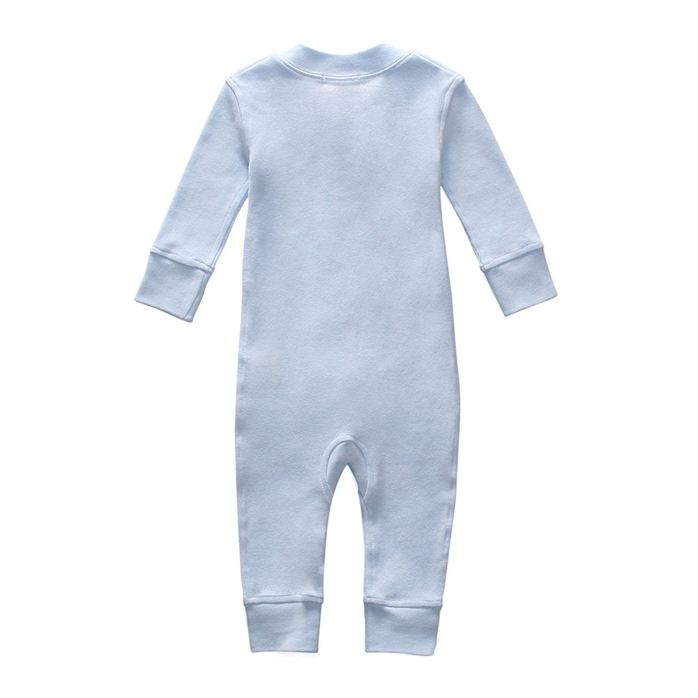 Owlivia Organic Cotton Baby Boy Girl Zip Up Sleep N Play, Footless, Long Sleeve(Newborn, Blue)