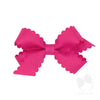 Wee Ones Girls' Classic Grosgrain Hair Bow with Scalloped Edges, No-Slip Hair Clip, Handmade, Shocking Pink, Mini