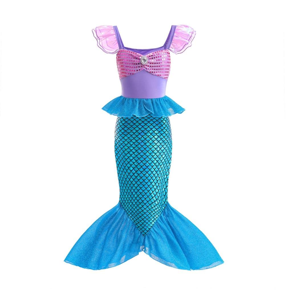 Dressy Daisy Shimmery Princess Mermaid Tail Fancy Dress Birthday Party Costume for Little Girls Size 7-8