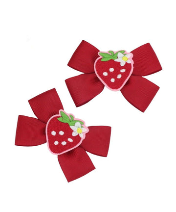 Strawberry Snap Clips Baby Girls Fruit Hair Bow Clips Strawberry Hair Ring Tie BBW24 (Set-L)