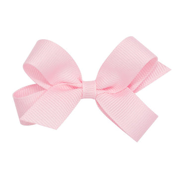 Wee Ones Girls' Classic Grosgrain Hair Bow With Plain Wrap Center On A Weestay Hair Clip, Handmade, Tiny Sized Bow, Light Pink
