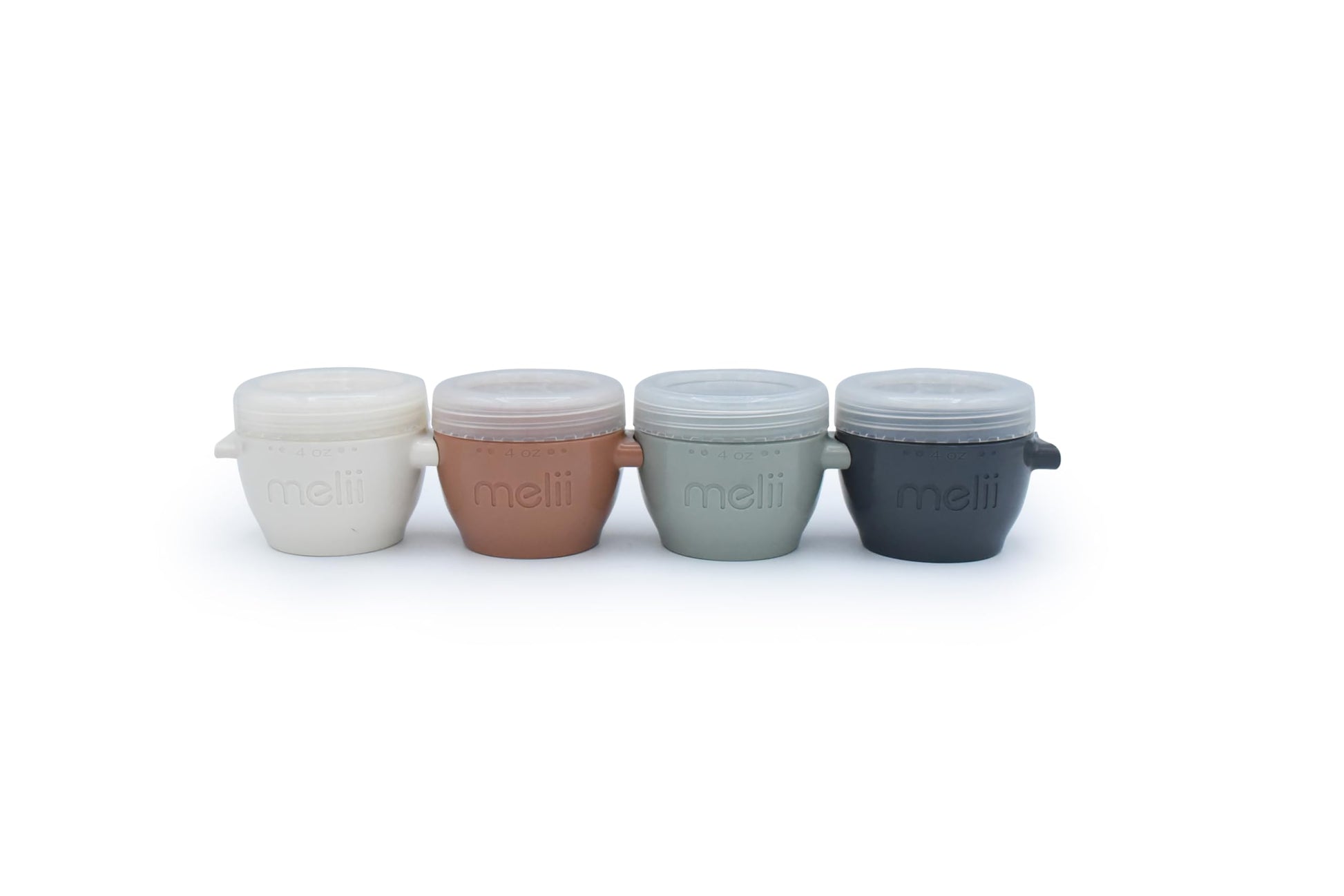 Melii Snap & Go Baby Food Storage Containers With Lids, Snack Containers, Freezer Safe, 4 Oz - 4 Pack, Earth Tones