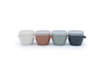 Melii Snap & Go Baby Food Storage Containers With Lids, Snack Containers, Freezer Safe, 4 Oz - 4 Pack, Earth Tones