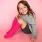 Judanzy 3 Pairs Of Boys And Girls Solid Knee High Uniform Socks For School, Soccer, Football, Afo Etc. (2-4 Years, Hot Pink, Oat
