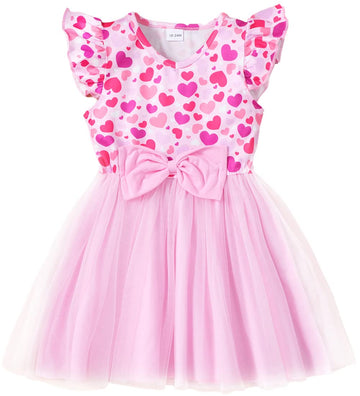 Toddler Girls Heart Puffy Dresses Summer Tutu Party Dress Pink Tulle Dress Baby Valentine'S Day Outfit 7-8 Years 1089