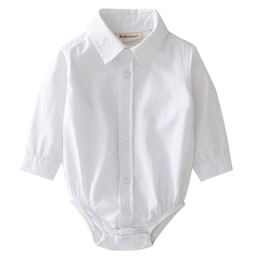 Momoland Infant Baby Boys Plaid Bodysuit Woven Shirt Button Up Long Sleeves Navy (White, 9-12 Months)
