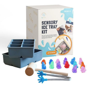 Sensory Play for Kids!Incl. Ice Tray, Wooden Hammer,Toys & Tongs.Fine Motor Skills, Hand-Eye Coordination,Hammering & Pounding, 