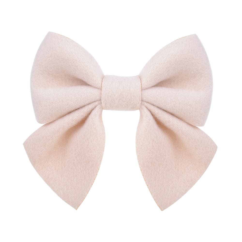 Spenlly 4.3 Inch Hair Bows Clip Big Hair Bow Clip Hair Barrettes Hair Accessories For Baby Girls Kids (Cream White)