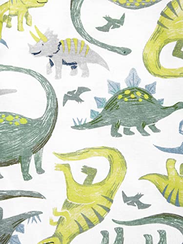 Simple Joys By Carter'S Baby Boys' 3-Pack Snug Fit Footed Cotton Pajamas, Navy Stripe/Sage Green Construction/White Dinosaur, 12