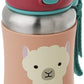 Skip Hop Toddler Sippy Cup with Straw, Zoo Stainless Steel Straw Bottle, Llama, 350 milliliters