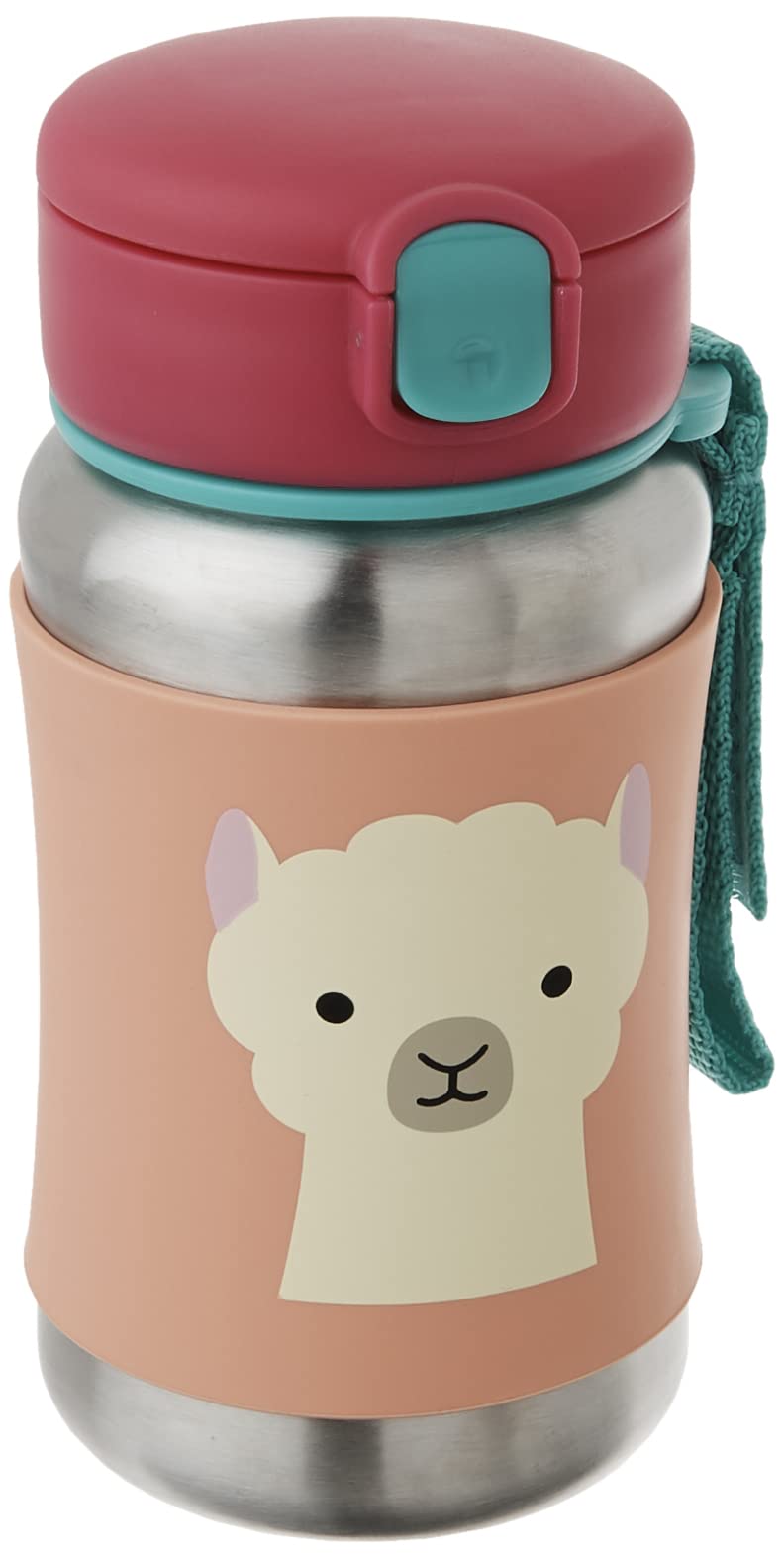 Skip Hop Toddler Sippy Cup with Straw, Zoo Stainless Steel Straw Bottle, Llama, 350 milliliters