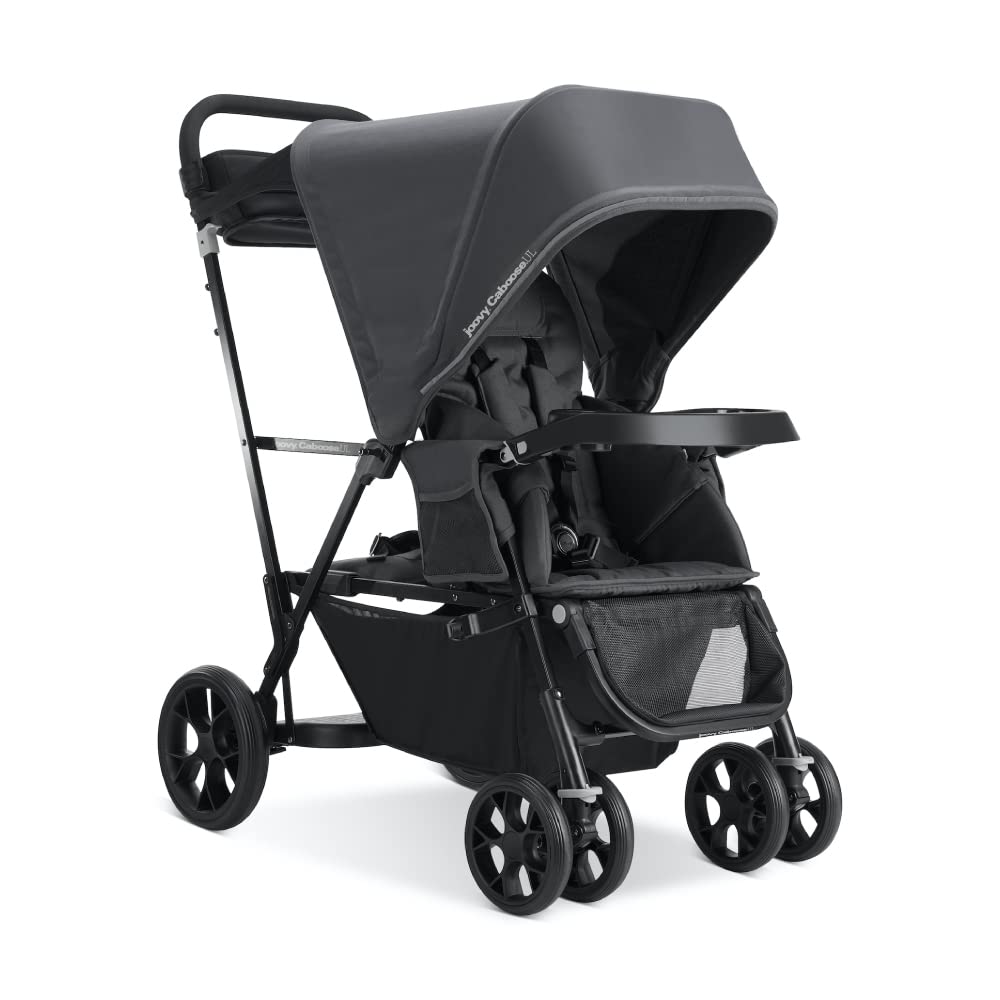 Joovy Caboose UL Sit and Stand Double Stroller with Bench Seat and Standing Platform, Plentiful Storage, Auto-Lock Quick-Fold, a