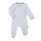 Magnetic Me 100% Organic Cotton Magnetic Baby Footie Pajamas | Super Soft Cotton Fabric | Love Lines Blue Pointelle | 3-6 Months