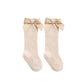 Qandsweet Baby Girl Knee-High Socks Toddlers Bow Stockings Newborn Infant Sock (1-3 Years, White,Black,Grey,Khaki,Brown)