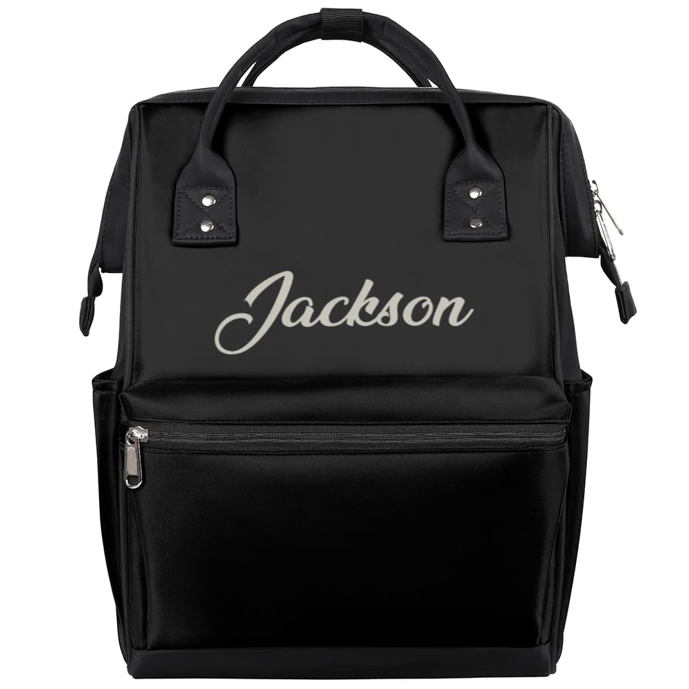 Baby Diaper Bags Backpack for Boy Girls Nursing Baby Bag Backpack for Mom Stroller Bag with Name Mommy Bags Black Diaper-Backpac