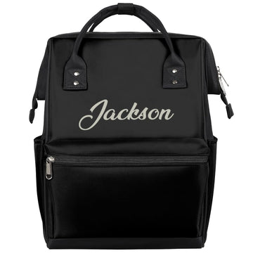 Baby Diaper Bags Backpack for Boy Girls Nursing Baby Bag Backpack for Mom Stroller Bag with Name Mommy Bags Black Diaper-Backpac