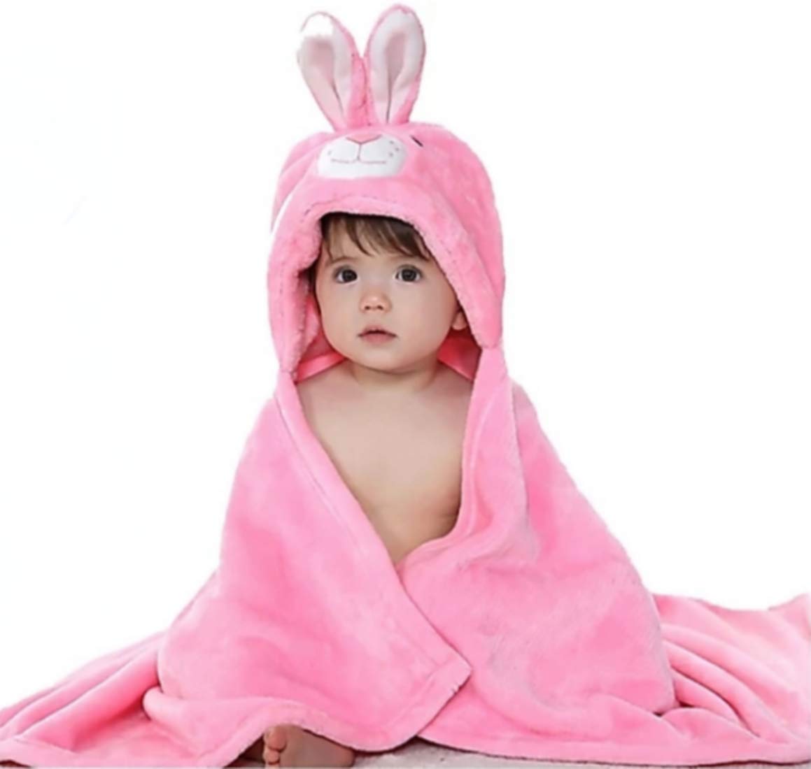 naughty baby Soft Towel for Baby Boys and Baby Girls, Baby Towel, Bathrobe Hooded Blanket Wrapper (Light Pink)