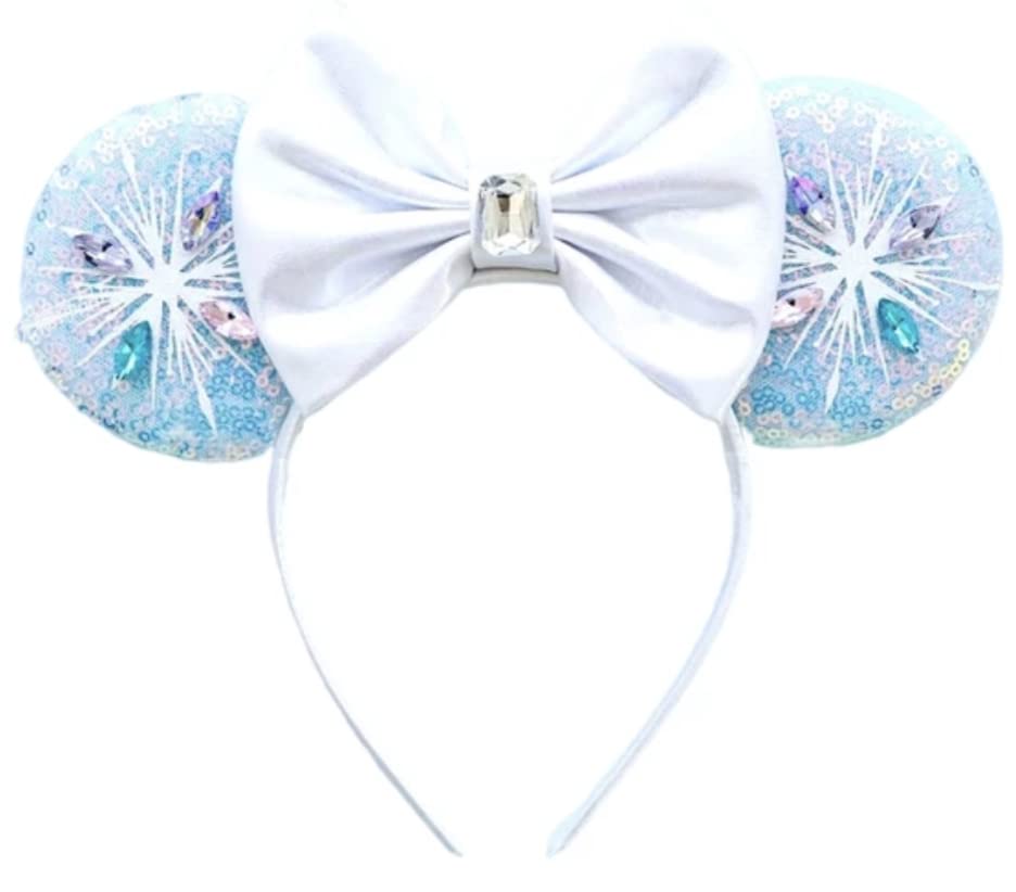 Clgift Frozen Minnie Ears,Pick Your Color, Blue Minnie Ears, Silver Gold Blue Minnie Ears, Rainbow Sparkle Mouse Ears,Classic Re