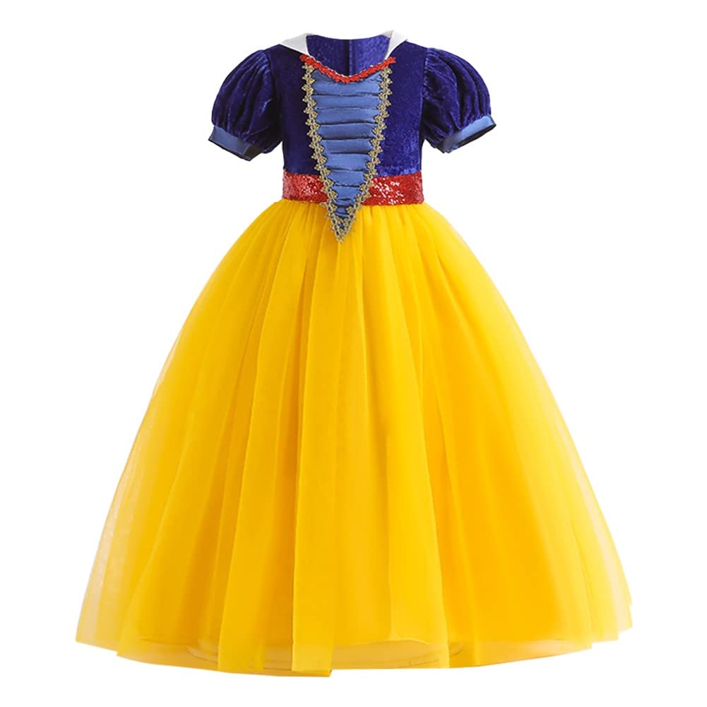 MYRISAM Snow White Princess Dress Up Costume Girls Halloween Carnival Cosplay Christmas Birthday Party Gown 5-6T