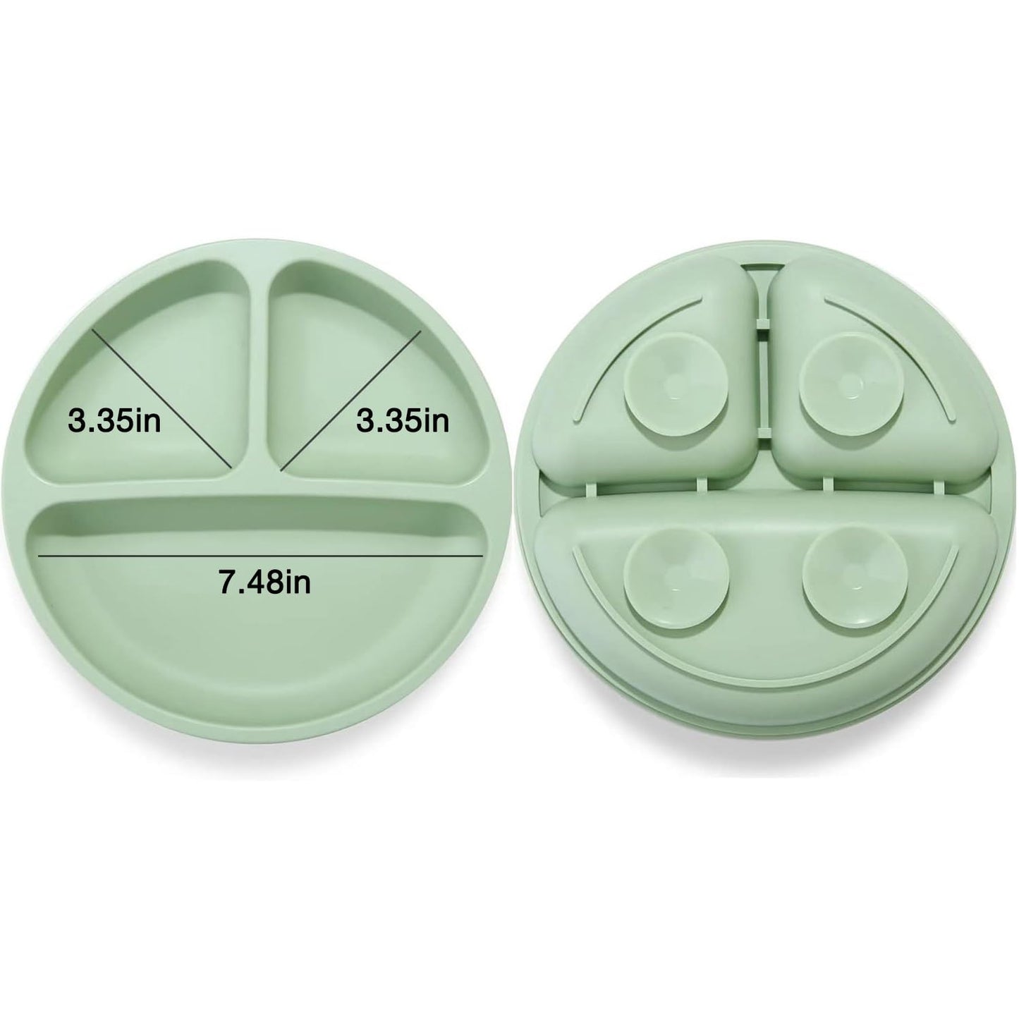 Pandaear 3 Pack Divided Unbreakable Silicone Baby And Toddler Plates - Non-Slip - Dishwasher And Microwave Safe - Silicone (Pink