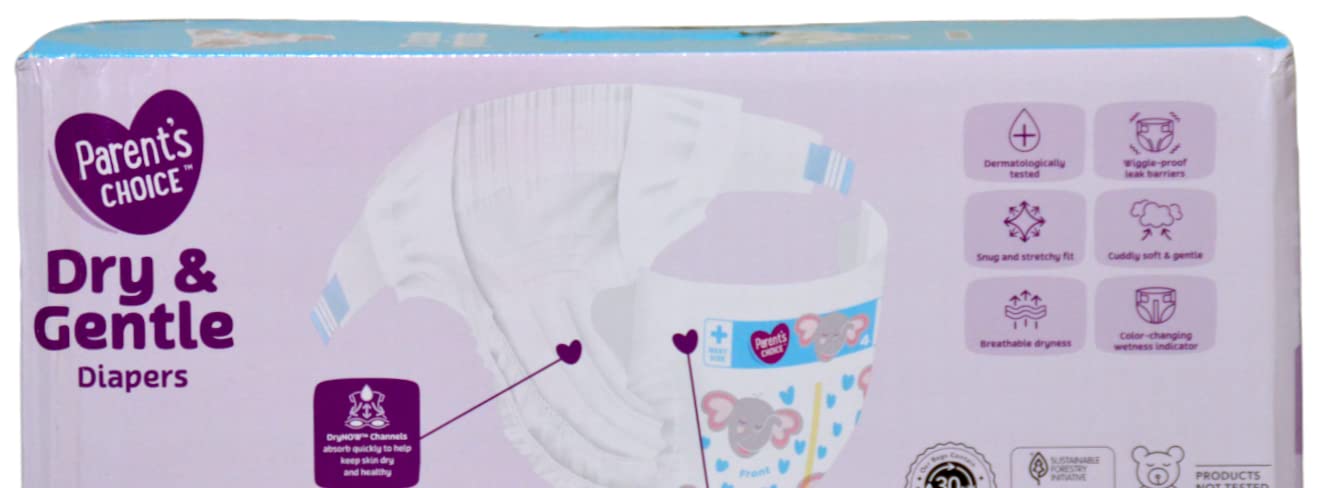 Parent'S Choice Diapers, Dry & Gentle Diapers Size 4 (22-37 Lbs) - 116 Count