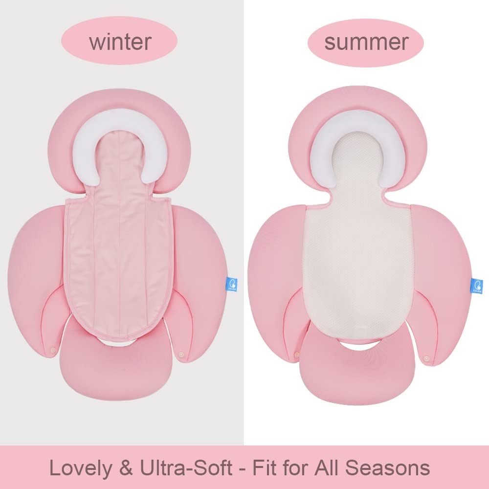 Coolbebe New 2-In-1 Babybody Supports For Baby Newborn Infants - Extra Soft Stroller Cushion Pads Car Seat Insert, Perfect For C