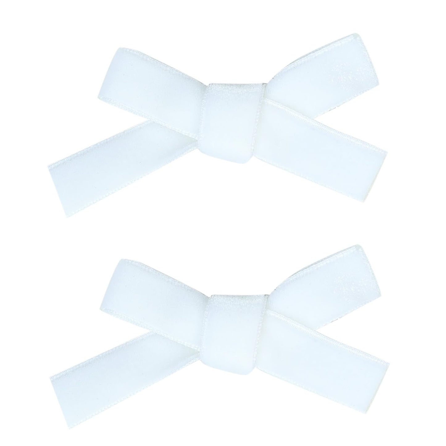 Cute 3.2' White Assorted Velvet Bow Hair Clips For Baby Girls, Toddlers, Kids, And Teens - 2 Pack