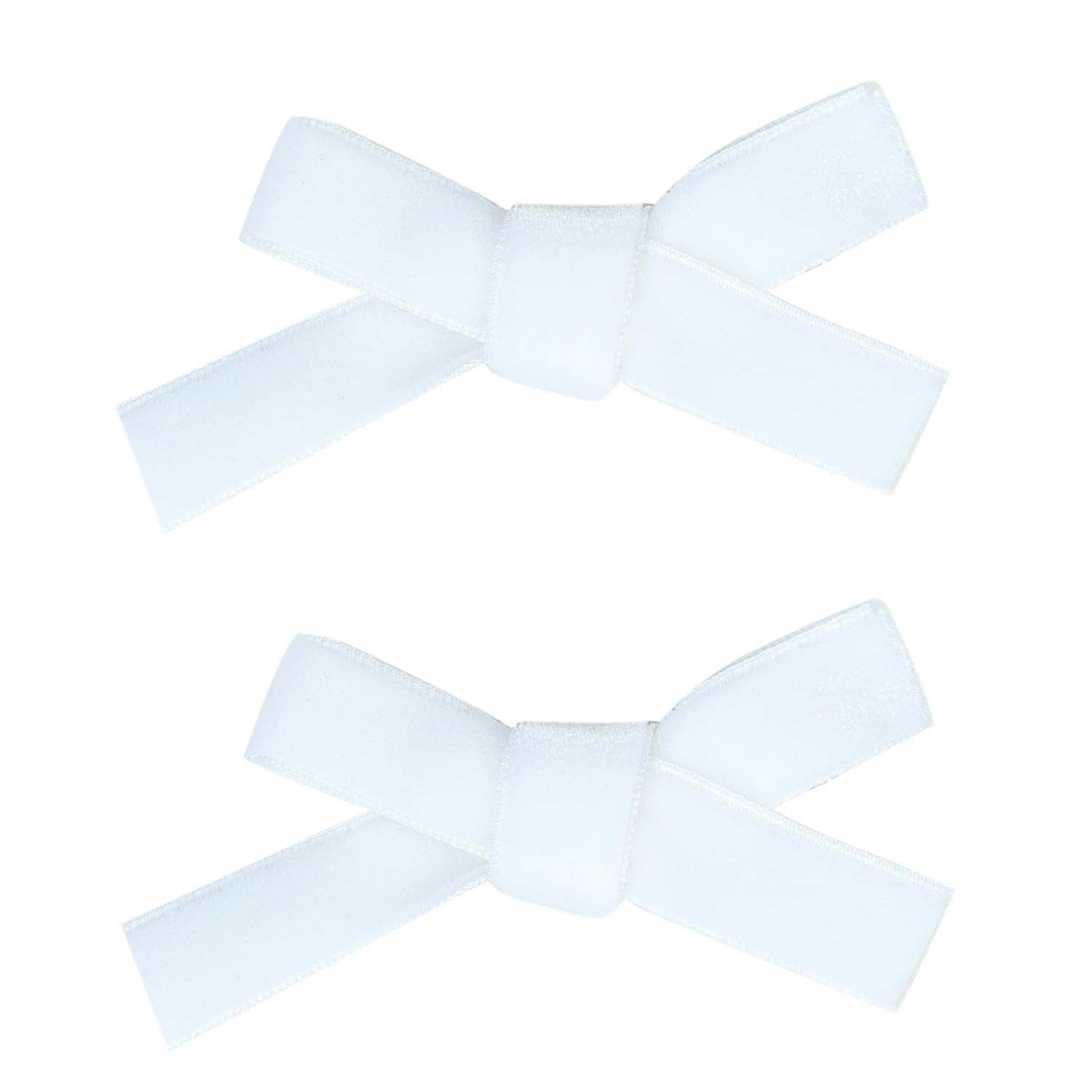 Cute 3.2' White Assorted Velvet Bow Hair Clips For Baby Girls, Toddlers, Kids, And Teens - 2 Pack