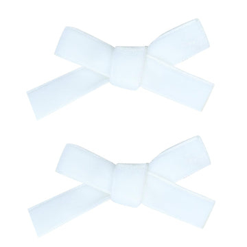 Cute 3.2' White Assorted Velvet Bow Hair Clips For Baby Girls, Toddlers, Kids, And Teens - 2 Pack