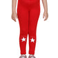 StyleStone Girls Silver Elasticated Waistband & Star Printed Red Leggings (7002RedStarLgg910)