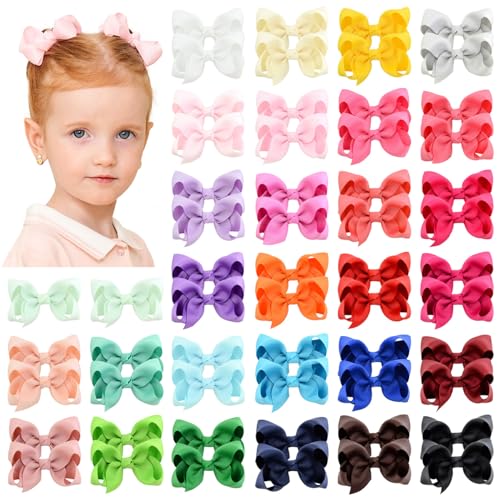 58Pcs 3 Inches Grosgrain Ribbon Pinwheel Hair Bows Alligator Clips Hair Barrettes Accessories For Baby Girls Kids Toddlers Teens