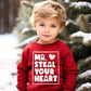 Toddler Baby Boy Valentines Day Outfit Long Sleeve Letter Print Sweatshirt Tops Pants Set 2Pcs Infant Spring Clothes (A-A Red, 2