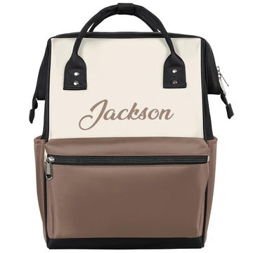 SPYORBKX Diaper-Bag-Backpack for Baby-Boy-Girls Personalized Nappy-Backpack Gift for Baby Waterproof Brown Mom-Bag for Dad Mom