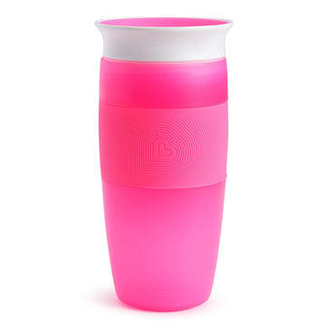 Munchkin 14Oz 2 Pack Miracle Cups With 2 Sipper And Straw Lid Set, Pink/Purple