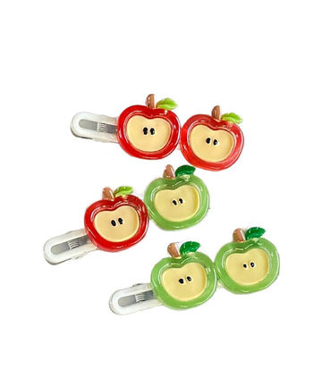 Apple Bow Clips Baby Girls Fruit Hair Bows Apple Hair Clips Baby Fruit Ribbon Bow BBG88 (B4-Red Green)