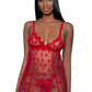 Plus Size Valentine Mesh Babydoll Set Red 2X