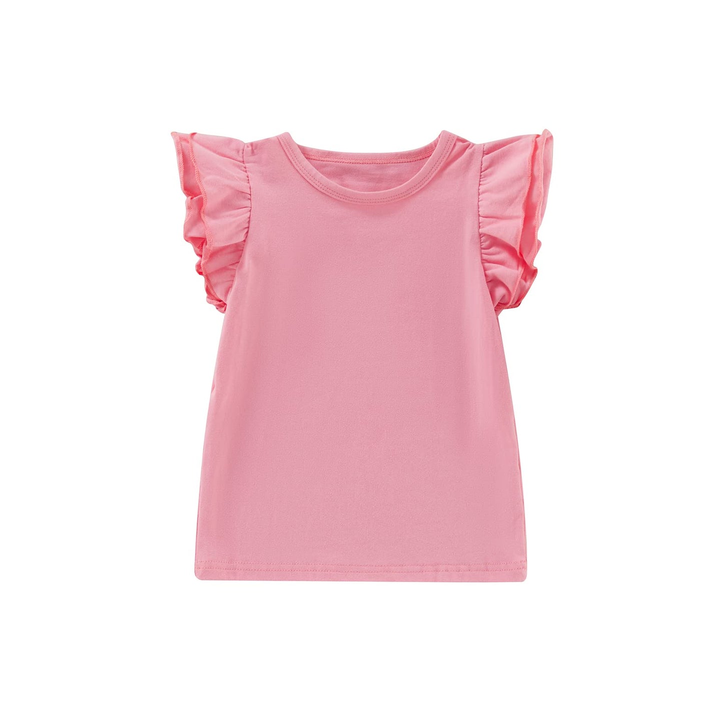 Infant Toddler Baby Girl Top Basic Plain Ruffle T-Shirt Blouse Casual Clothes (2-3 Years, Pink)