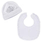 Estamico Baby Girls Christening Bib And Hat With Embroidered Cross Newborn Infant Baptism Outfit Gifts, 6-12 Months