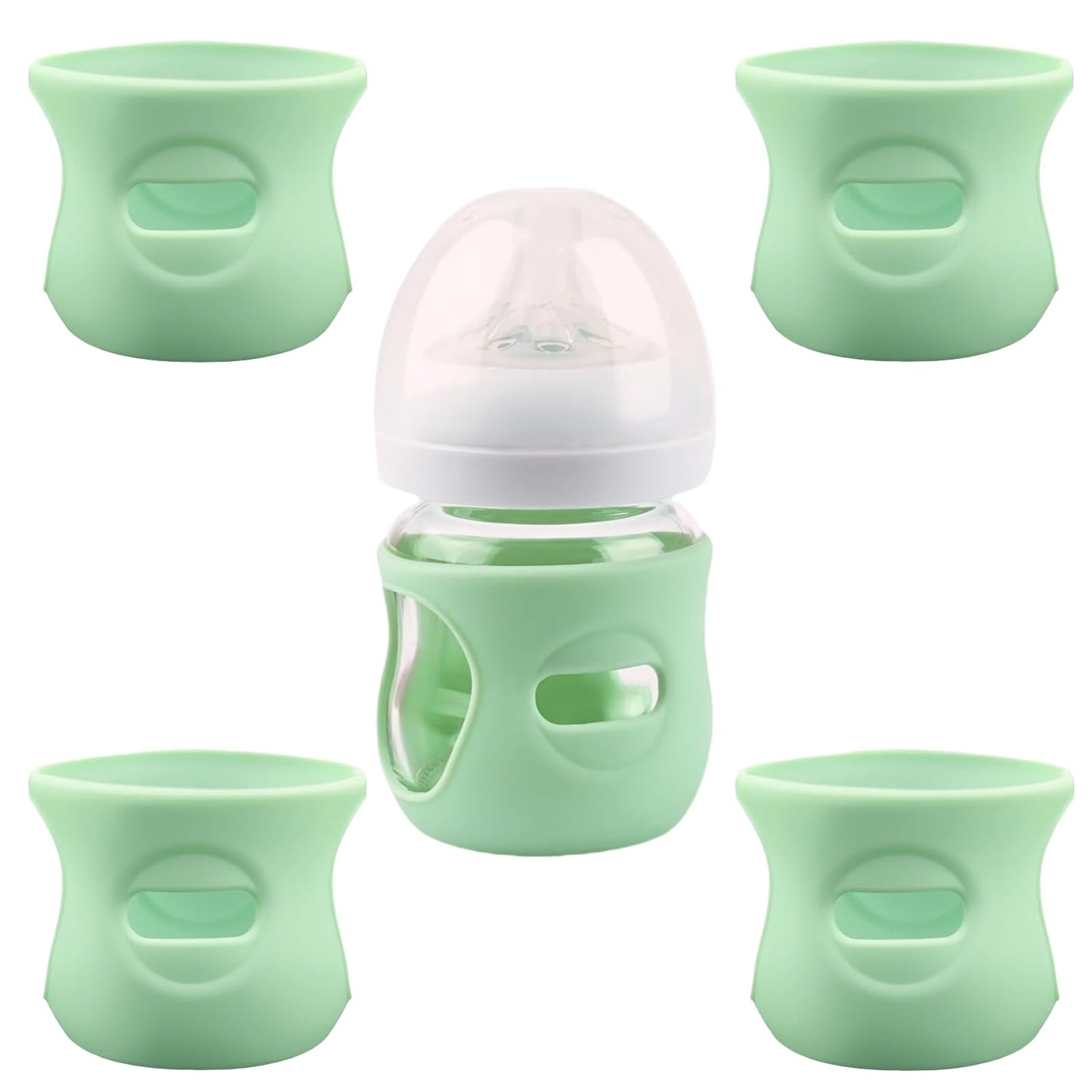 4 Pack Silicone Sleeves for Avent Natural Glass Baby Bottles, Anti Breakage Baby Bottle Holder, Compatible with Philips 4 OZ Ave